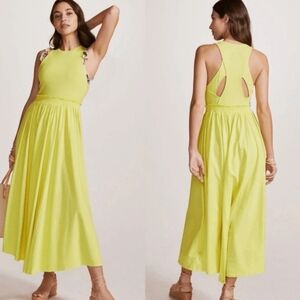 Daily Practice Anthropologie Jump-High Cutout Maxi Dress Fit & Flare Canary XL